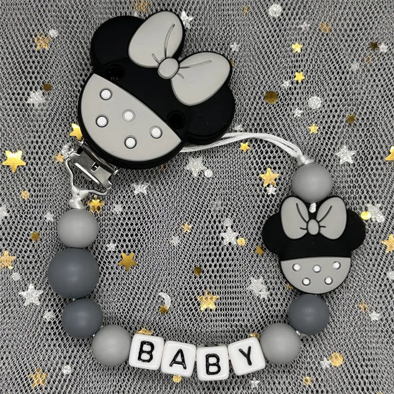 2024 Baby Teether Handmade Personalized Name Pacifier Clips Holder Chains Silicone Pacifier Chain Clips Baby Teething Chain Gift