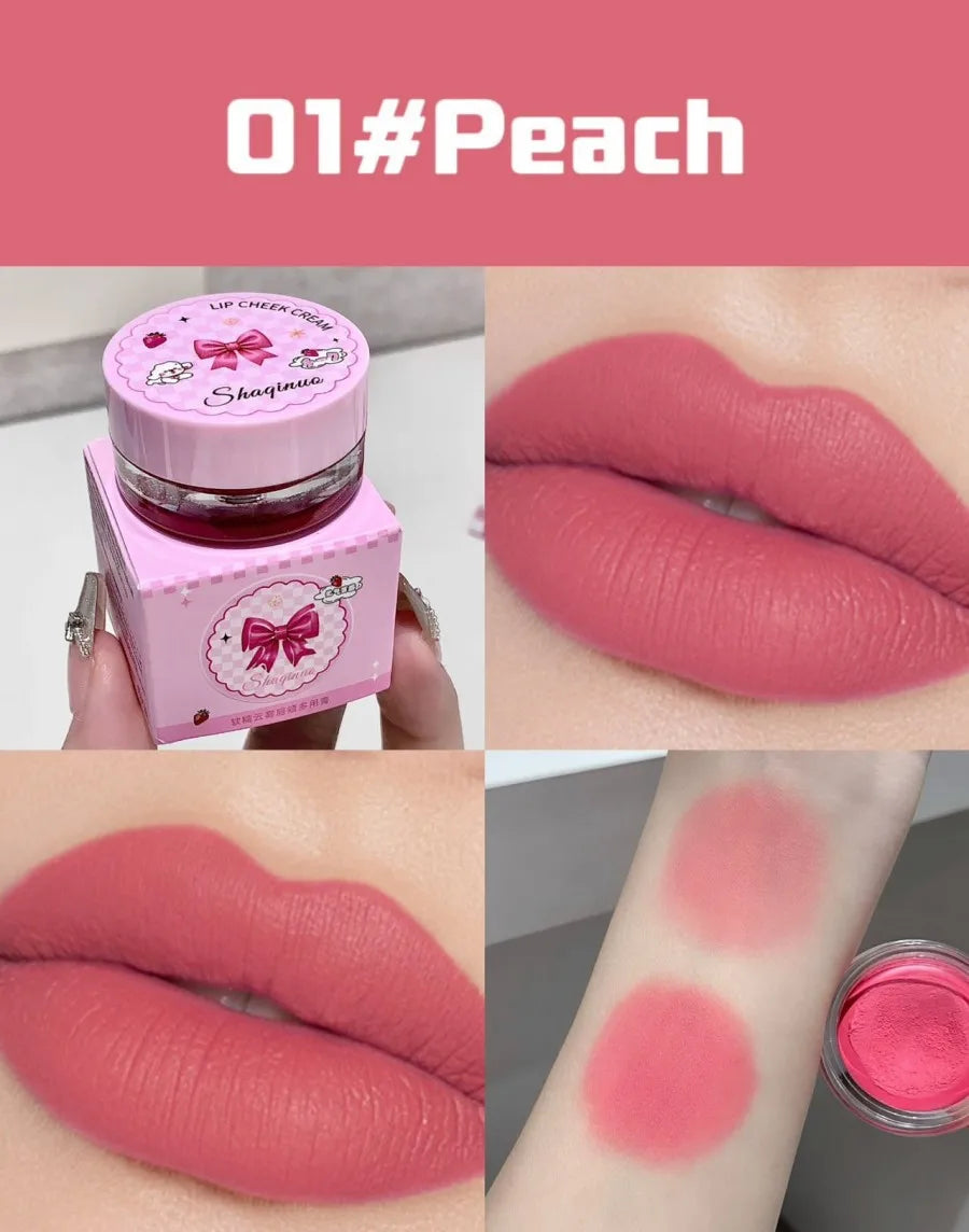 Lip and Cheek Dual-Purpose Lip Mud Lipstick SHAQINUO Natural Smooth  Easy-apply All-match Matte Monochrome Blush Cream