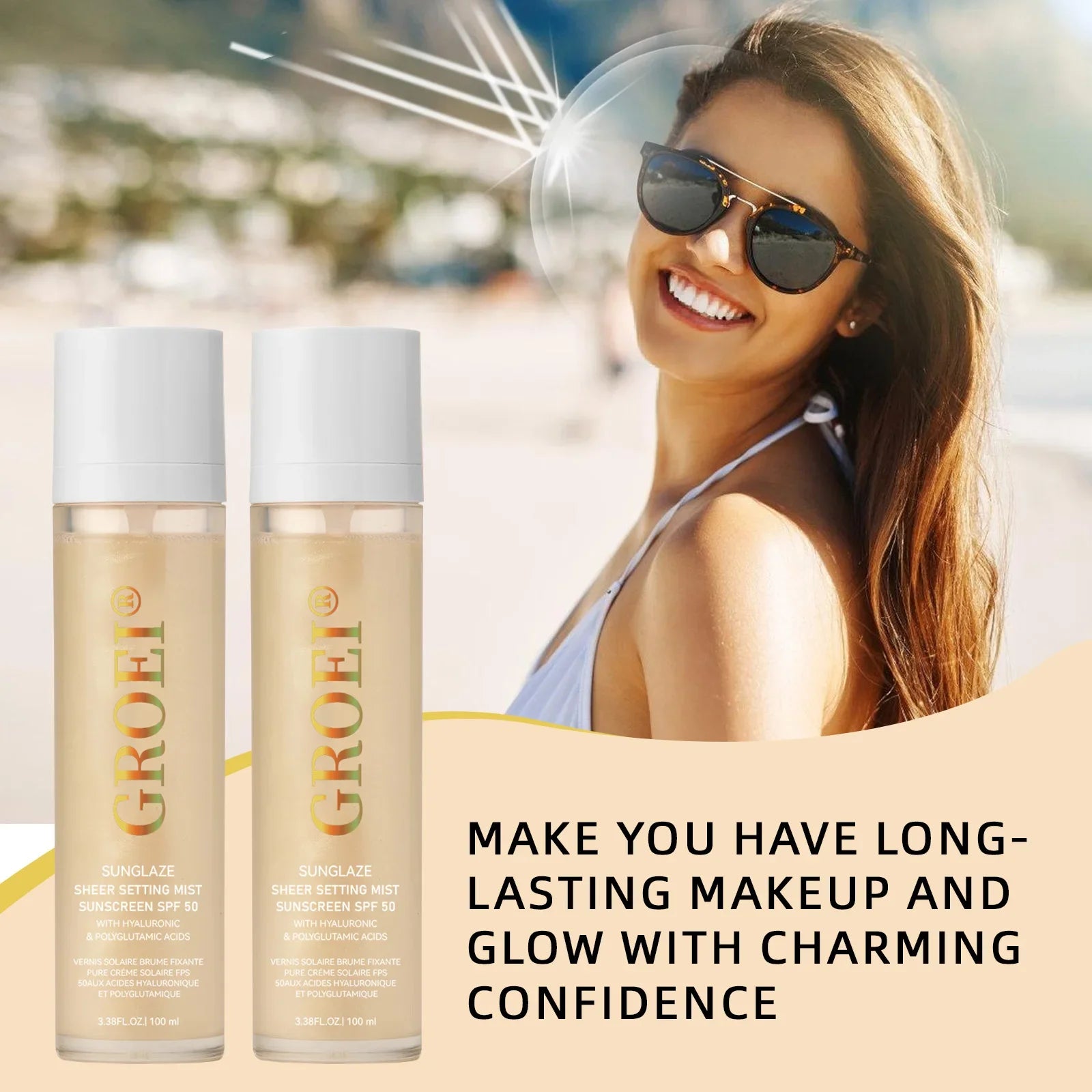 Marie Spray Fijador con Protector Solar SPF 50 100ml — Bruma Facial Ligera, Transparente, No Grasosa y Refrescante para el Cuidado de la Piel