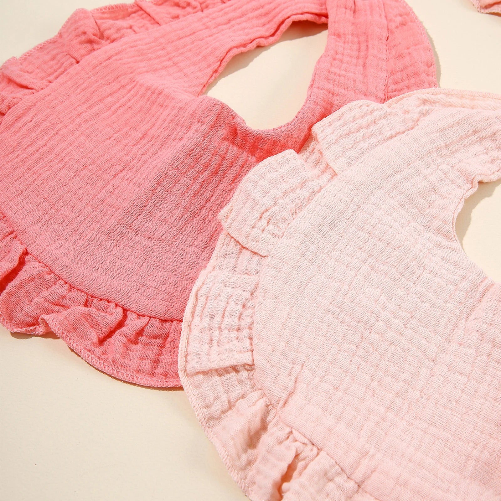 Hot Sale Children Bib Set Cotton Muslin Toddler Baby Comfort Saliva  Color Dorp Shape Towel Solid With Button Kid Bibs