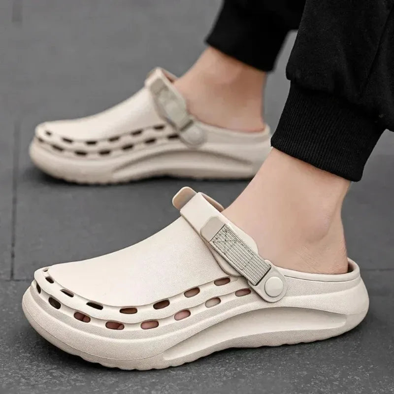Solid Color Mens Sandals Fashion Trendy Lightweight Outdoor Travel Essentials Beach Shoes Casual Men’s Slippers