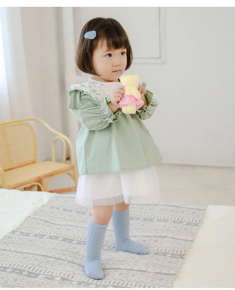 Baby Socks Newborn Kids Infant Girls Boys Knee High Sock Toddler Girl Solid Cotton Stripe Plain Long Sock For 0-3Years Children