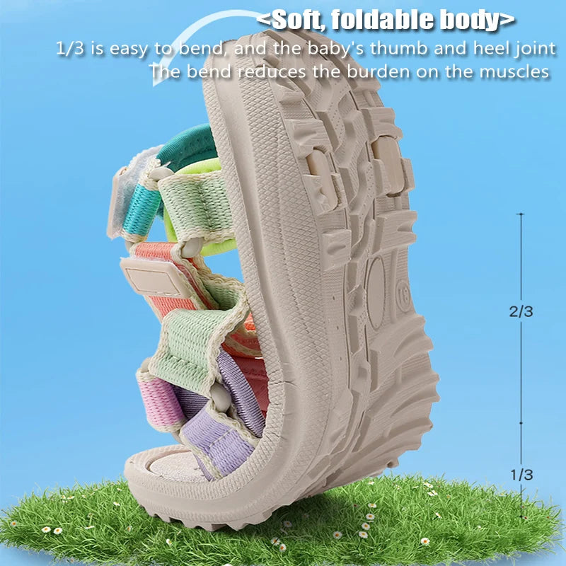 Summer Children Girls' Breathable Sport Sandals Non-Slip Soft Sole Outdoor Beach Shoes Kids Casual Waking Sandals Size 30-38