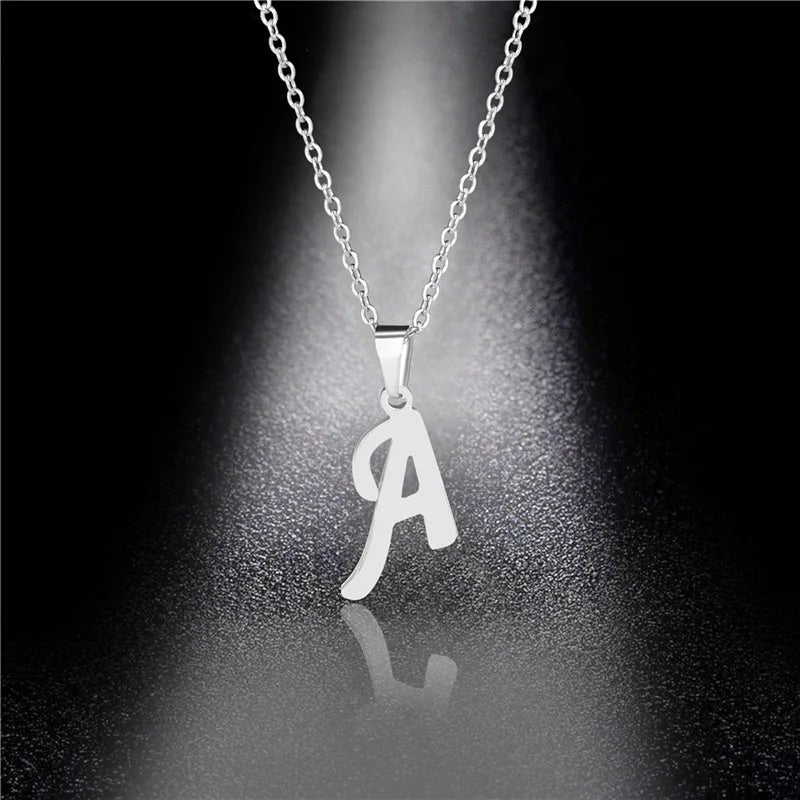 A To Z 26 Letters Initial Minimalist Stainless Steel Pendant Necklaces For Women 26 Alphabet Birthday Gifts Jewelry