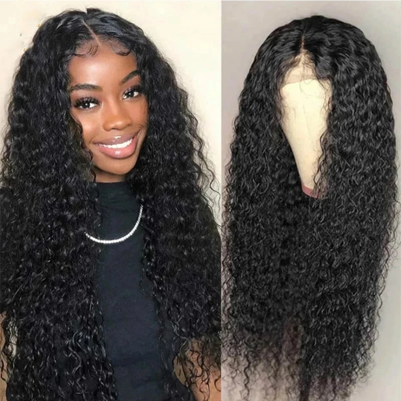 Wig for Women, African Small Curls, Fashionable Middle-Parted Long Curly Hair, Corn Perm Synthetic Fiber Wig Headgear