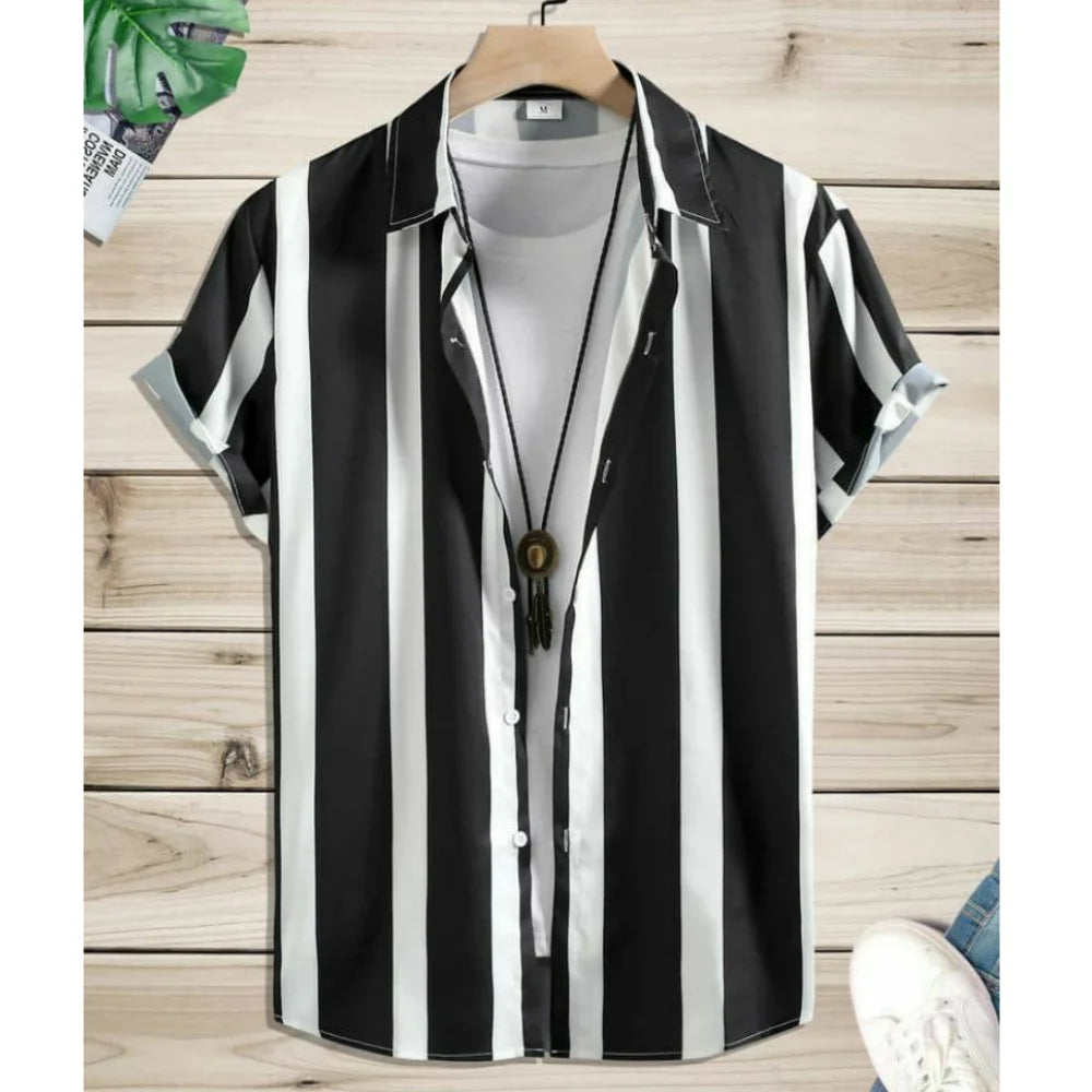 2025 Male Clothes Simple Stripes 3d Hawaiian Shirt Men Clothes Loose Breathable Men's Shirts Summer Male Shirts Short Sleeve
