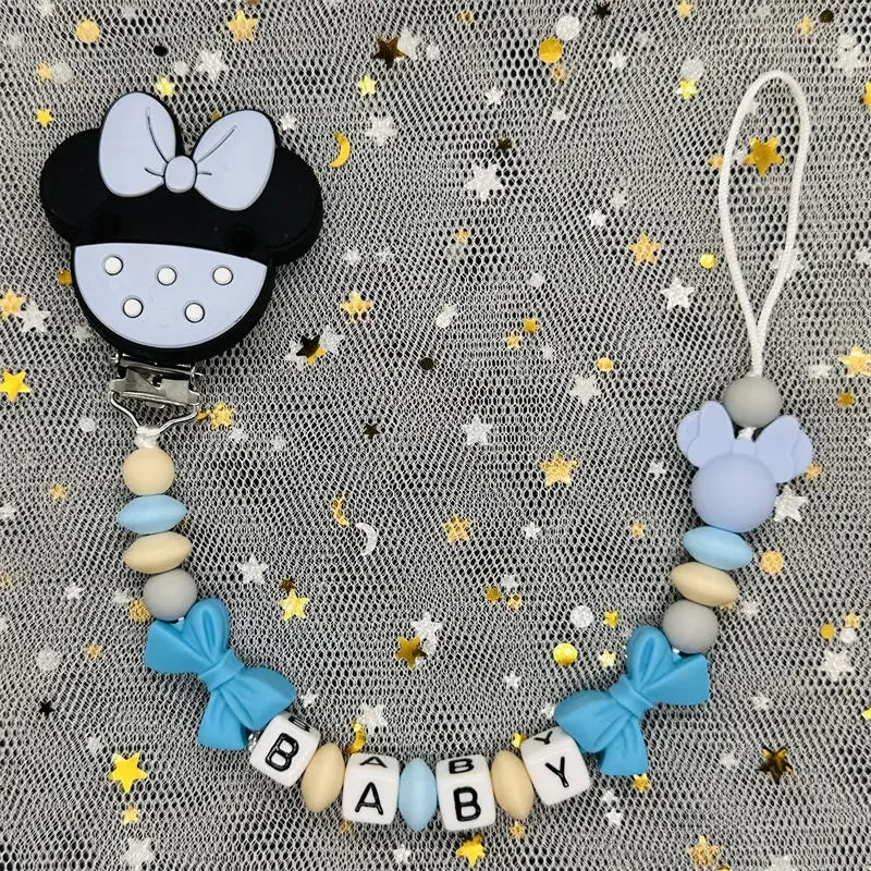 2024 Baby Teether Handmade Personalized Name Pacifier Clips Holder Chains Silicone Pacifier Chain Clips Baby Teething Chain Gift