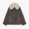 Chic Fur Collar Hooded Women's Cotton Jacket Solid Zipper Slim Waist Pocket Warm Thick Coat 2025 Autumn Winter Lady New Outwear