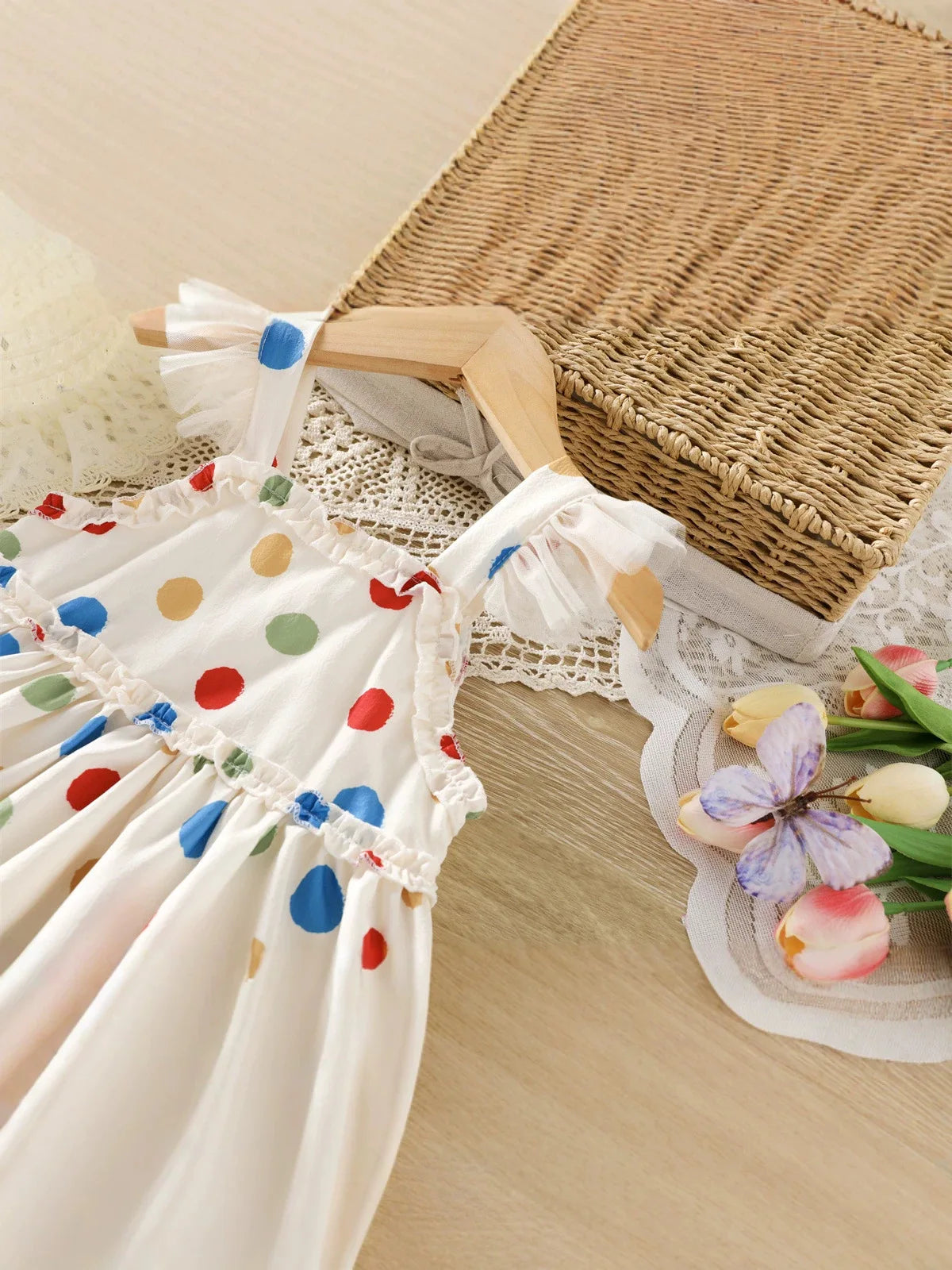1-3Y Baby Girl's Clothing Baby's Cute and Sweet Dress Summer New Children's Clothing Colorful Polka Dot Camisole Girls' Dress