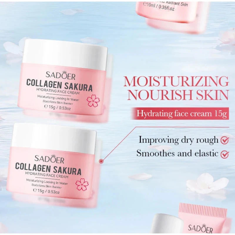 Korean Sakura Skin Care Sets Moisturizing Nourishing Face Cream Serum Toner Lotion Eye Cream Face Skin Care Gift Box Set