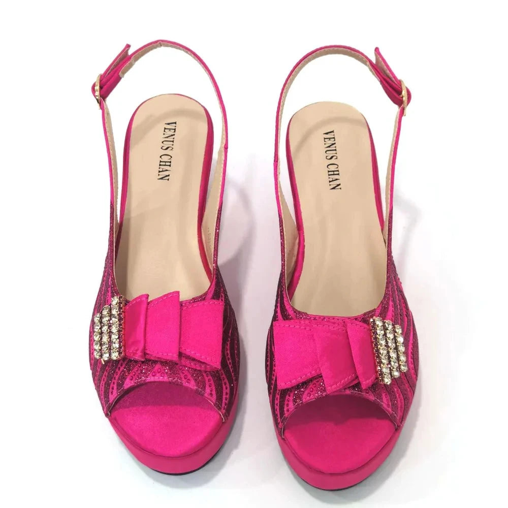 Sandals Italian Fashion Casual Flat Slippers Hollowed Out With Diamonds Women's Shoes African Party Outdoor Shoes