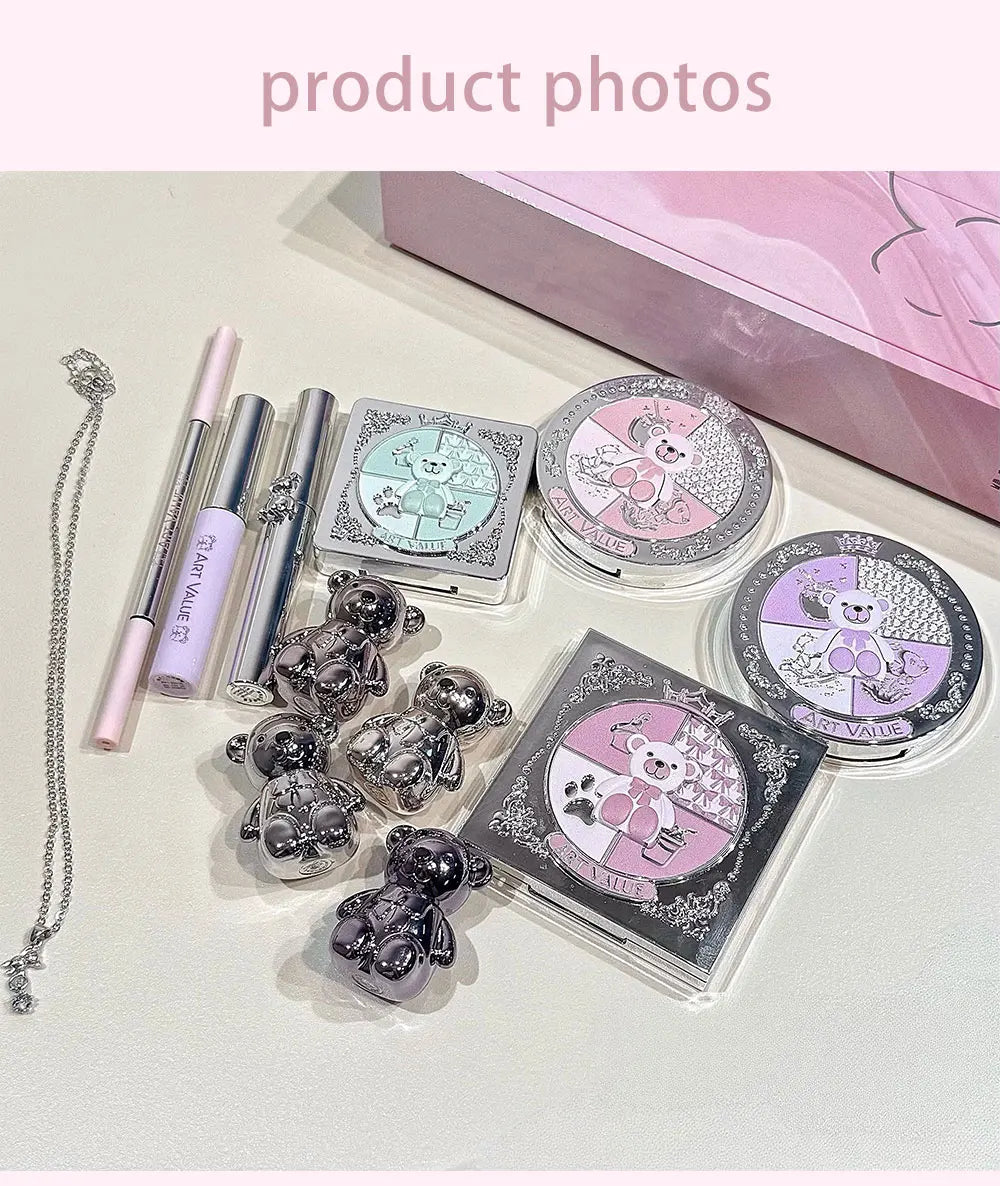 Marie Set de Maquillaje Facial Art Value — Incluye 4 Lip Mud, Lápiz de Cejas, Máscara, Tinte de Cejas, Polvo Compacto, Rubor, Contorno y Sombras de Ojos