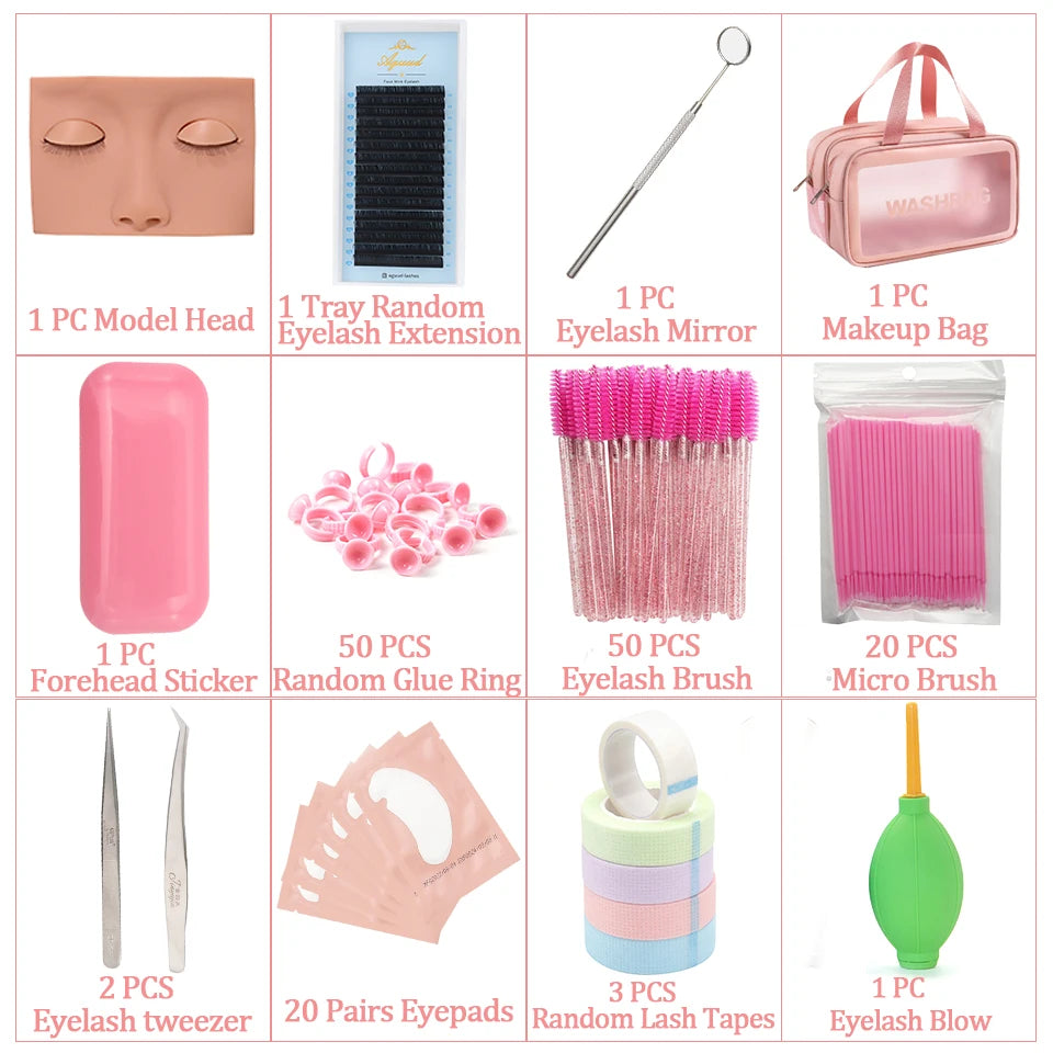 Professional False Eyelash Extension Practice Kit Eye Lashes Extension Grafting for Beginner Artist Practice Makeup Tool Set Kit