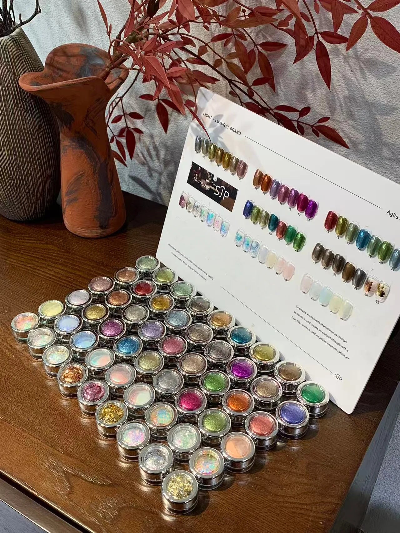 Nail Art Set, 54 Colors Magic Mirror Powder Moonlight Opal Champagne Gold Silver Color Metal Aurora, Nail Polish Kit