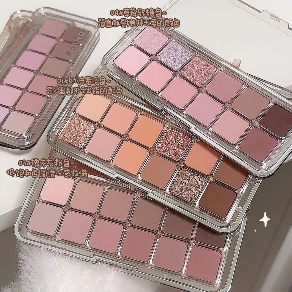 12-Color Low Saturation Eyeshadow Palette All Matte Tea Apricot Eye Makeup Palette Daily Earth Makeup Long Lasting Eye Shadows