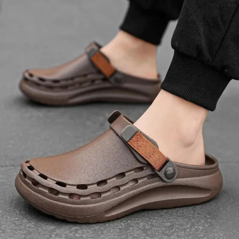 Solid Color Mens Sandals Fashion Trendy Lightweight Outdoor Travel Essentials Beach Shoes Casual Men’s Slippers