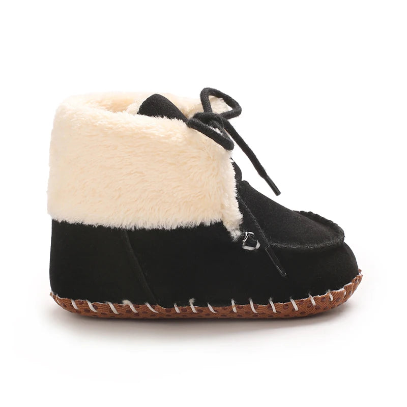 Autumn and Winter Baby Plush Thick Warm Cotton Shoes 0-18 Months Soft Soled Comfortable Non Slip Boots