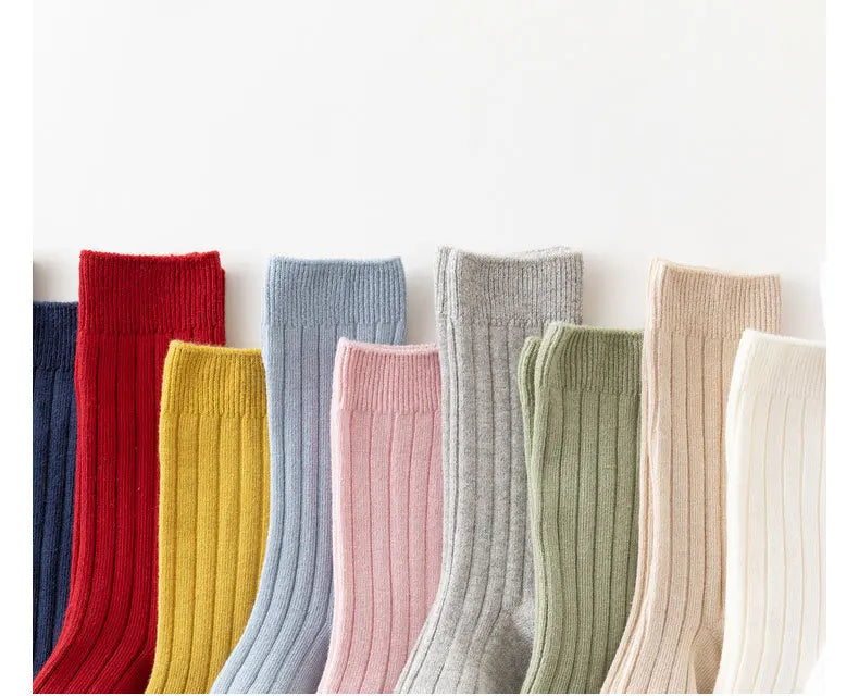 Baby Socks Newborn Kids Infant Girls Boys Knee High Sock Toddler Girl Solid Cotton Stripe Plain Long Sock For 0-3Years Children