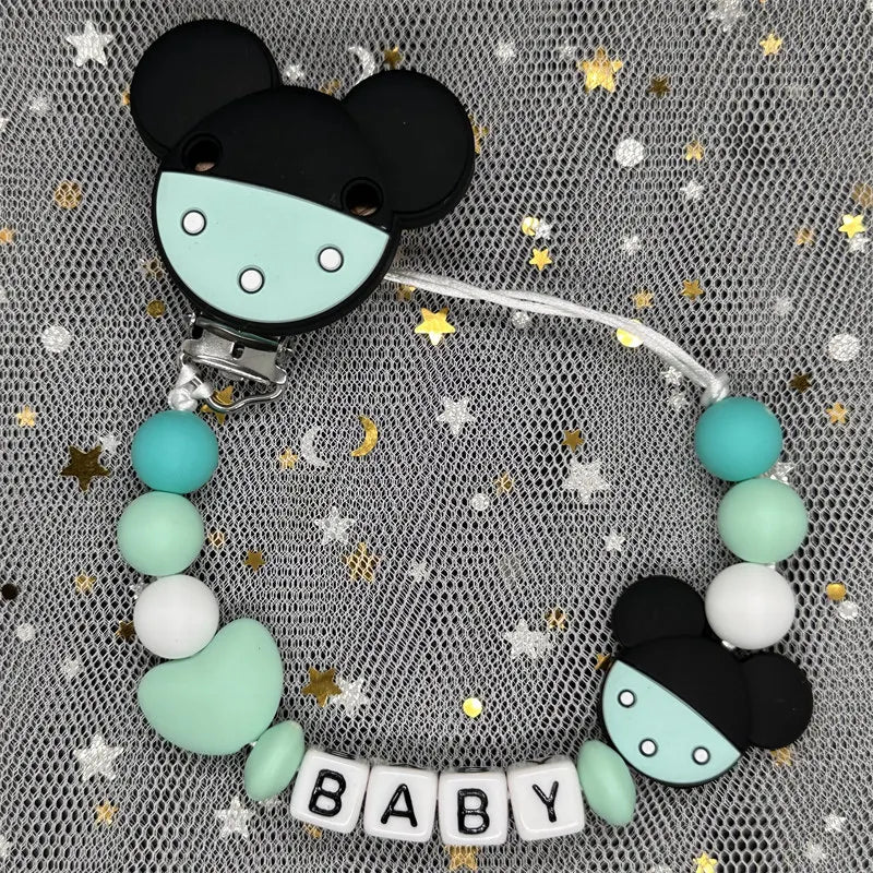 2024 Baby Teether Handmade Personalized Name Pacifier Clips Holder Chains Silicone Pacifier Chain Clips Baby Teething Chain Gift