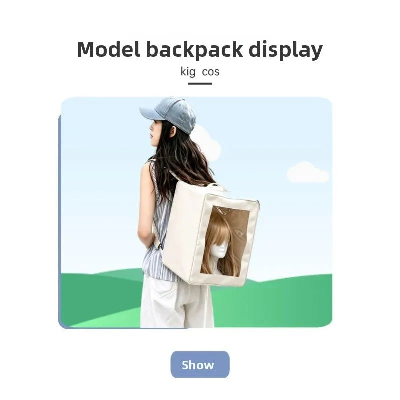 Wig Storage Bag Head Model Organizer Box Backpack Wig Protective Pouch Portable Dustproof Waterproof Travel Breathable Wig Carry