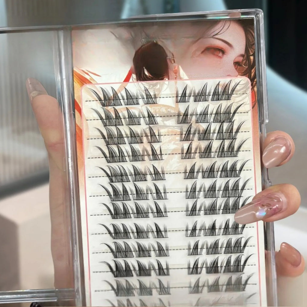 3D Manga Style False Eyelashes - Natural Sexy Voluminous Look, Ultra Thin Black Band, Sectional Strip Lashes for Daily
