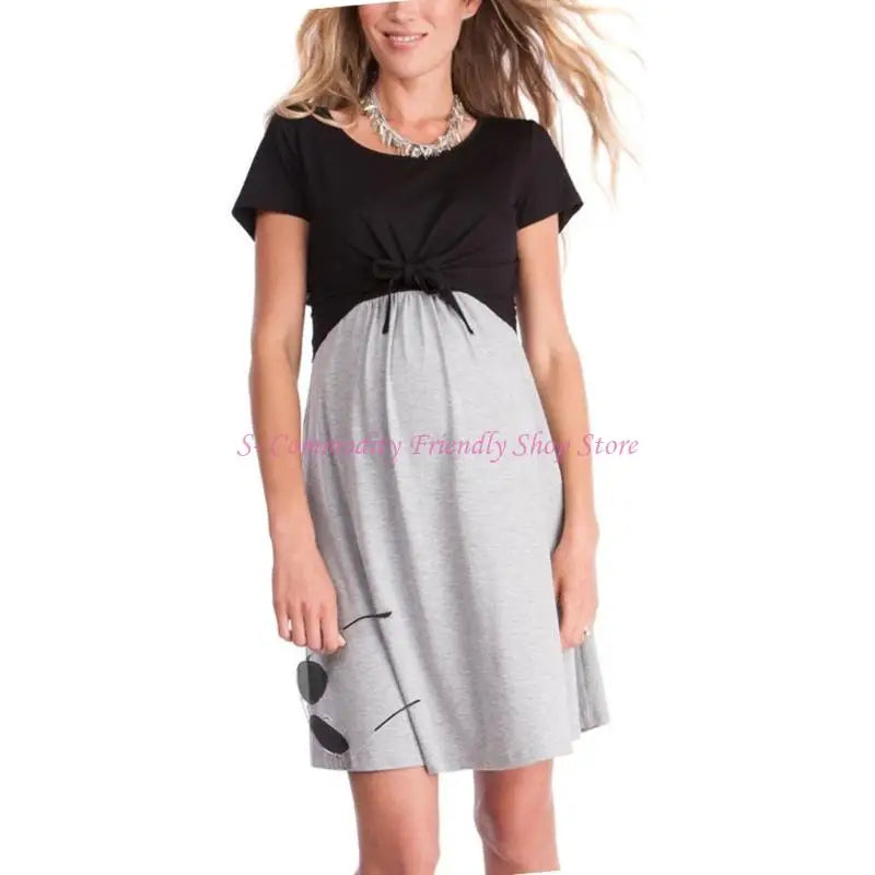 85AE Maternity Dress for Stylish Look Comfortable Short Sleeve Bodycon Dress