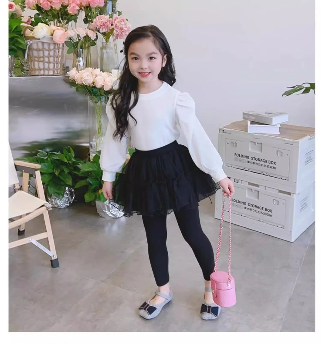 Kids Leggings Two Fake Culottes for Kids Mesh Girls' Trouser Skirts Baby Girl Clothes Leggings for Girls 2 To 7 Years