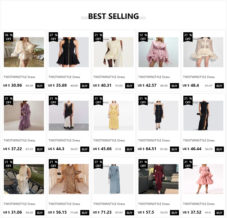 TWOTWINSTYLE Solid Spliced Button Slimming Dresses For Women O Neck Long Sleeve High Waist Temperament Dress Female Fashion New