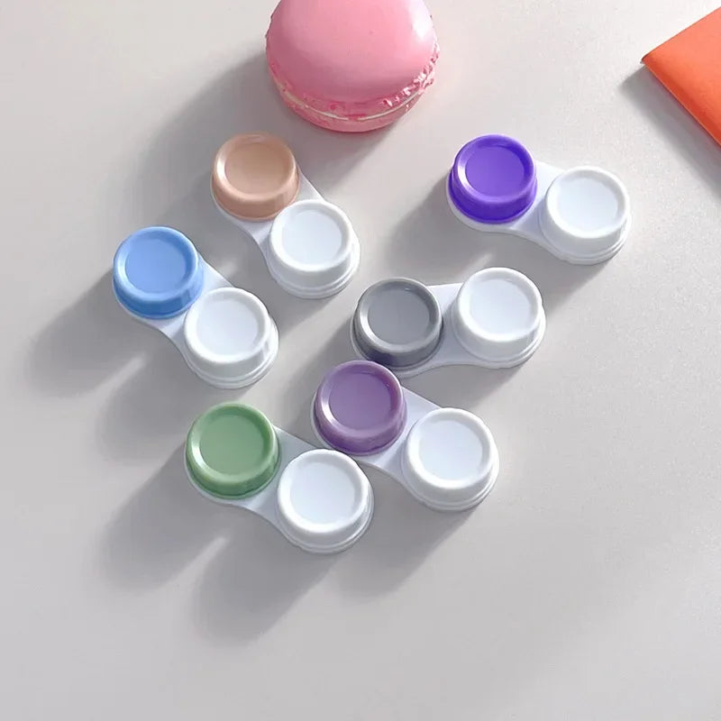 Colored Contact Lens Case Travel Kit Holder Lens Container Box 1 Pcs L+R for Eyes Contacts
