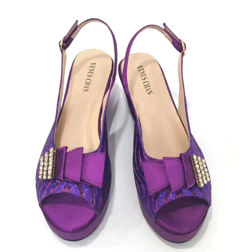 Sandals Italian Fashion Casual Flat Slippers Hollowed Out With Diamonds Women's Shoes African Party Outdoor Shoes