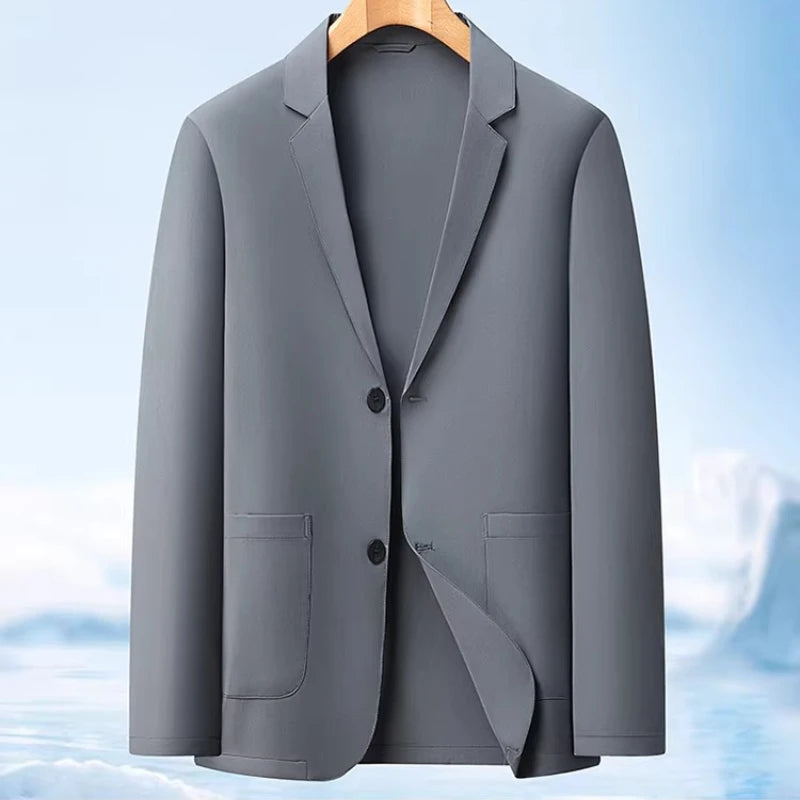 Men's suit - breathable pure color single-layer lightweight summer/autumn sun protection business-fit single-layer jacket