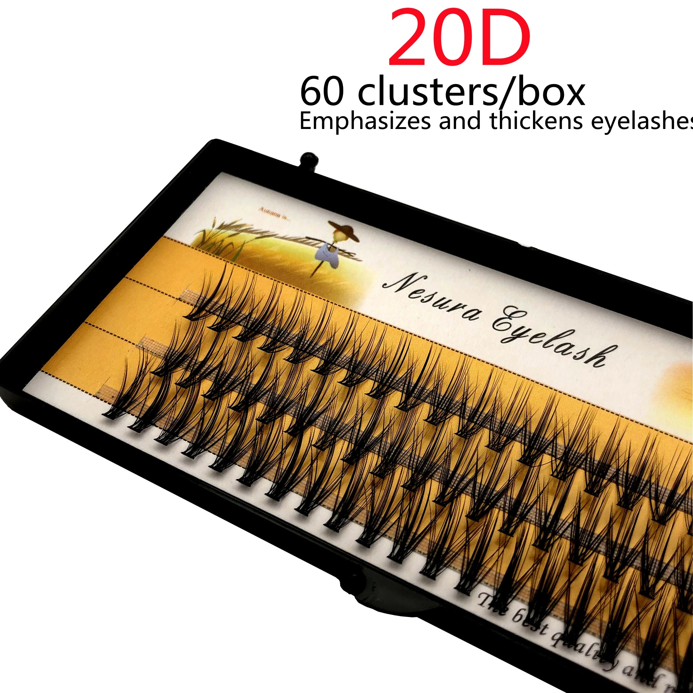 1 box 60 clusters 20/30D extension eyelashes, individual eyelashes, Natural Thick False Eyelashes, , Individual Eyelash Bunche