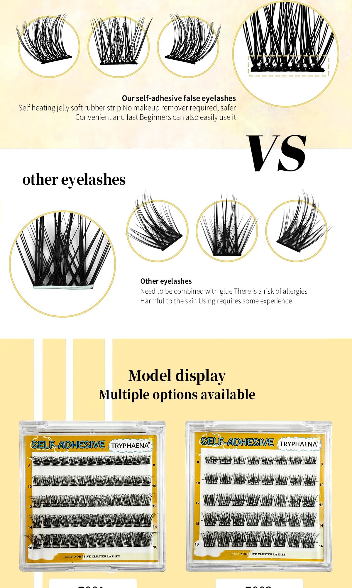 Self Adhesive Cluster Lashes Reusable DIY Lash Extensions Kit No Glue Needed Individual Eyelash Set Wispy Natural Lash Clusters