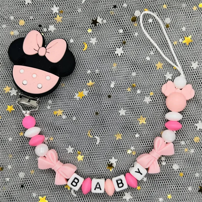 2024 Baby Teether Handmade Personalized Name Pacifier Clips Holder Chains Silicone Pacifier Chain Clips Baby Teething Chain Gift