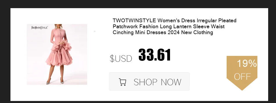 TWOTWINSTYLE Solid Spliced Button Slimming Dresses For Women O Neck Long Sleeve High Waist Temperament Dress Female Fashion New
