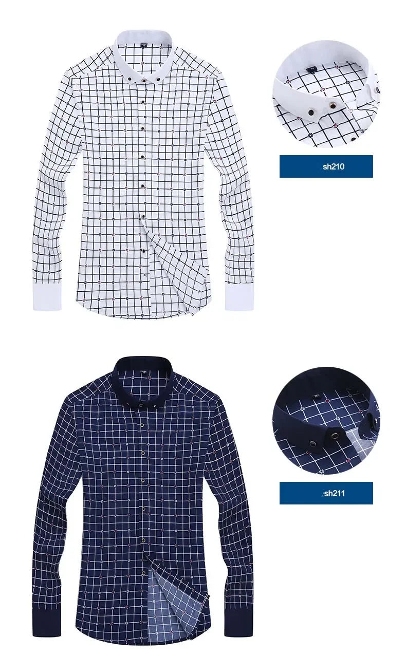 White Big Size 5XL Men Dress Shirt 2026 New Long Sleeve Slim Fit Button Down Collar Good Quality Printed Business Shirts
