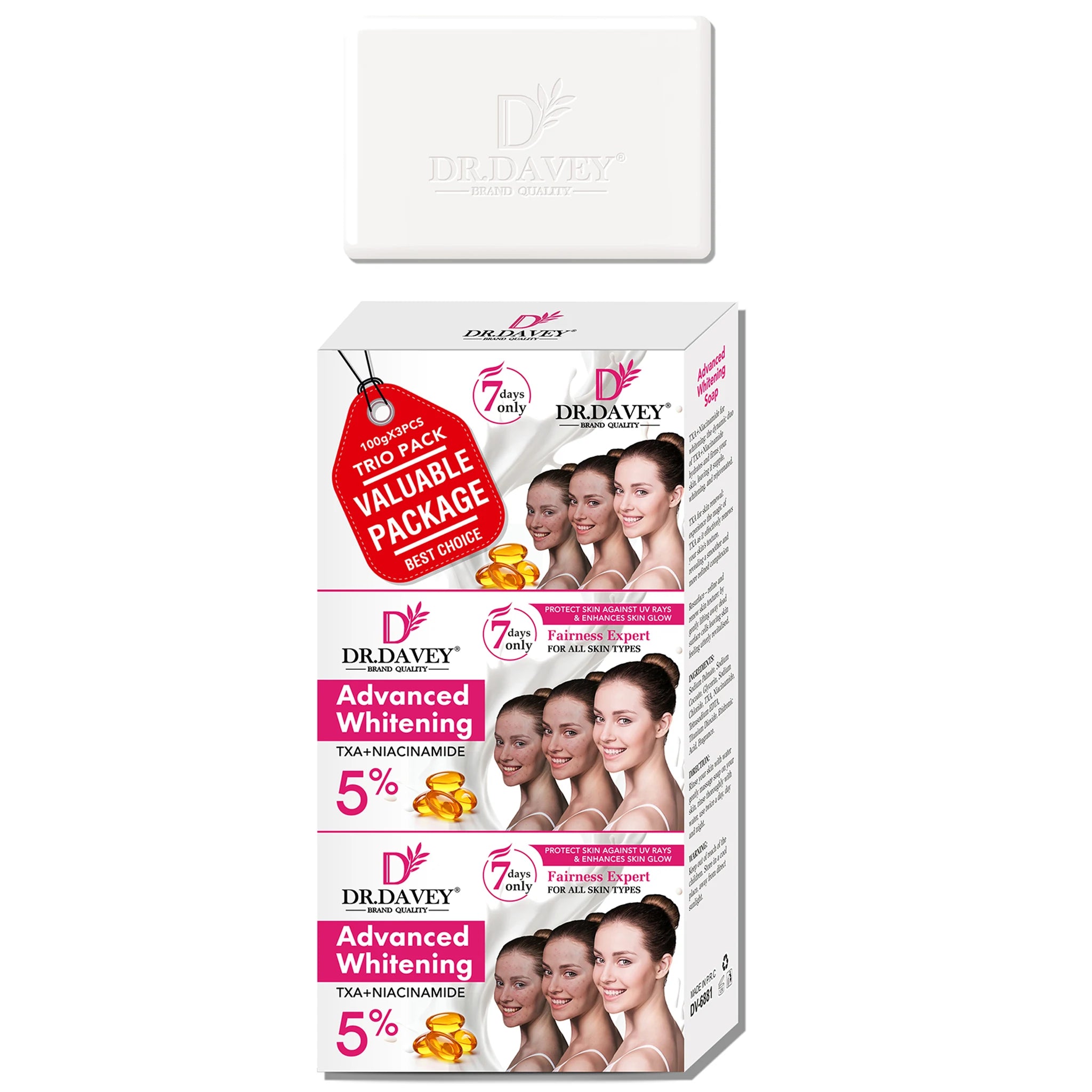 3pcs Advanced Whitening Soap Cleansing and moisturizing handmade soap for bathing, face washing, and skin moisturization