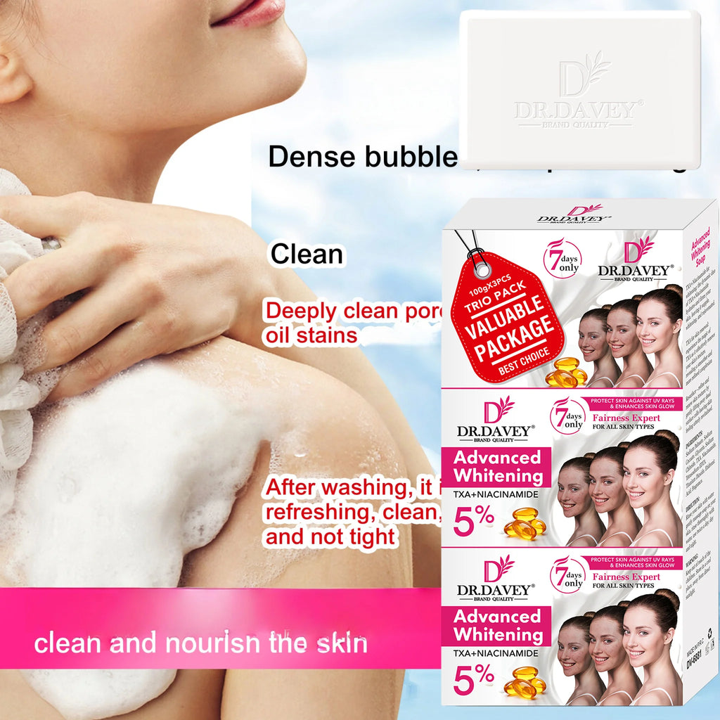 3pcs Advanced Whitening Soap Cleansing and moisturizing handmade soap for bathing, face washing, and skin moisturization