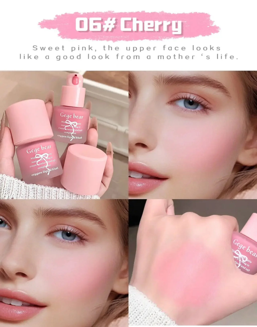 Gege Bear Light Blush Liquid Moisturizing Mirror Vitality Moisturizing Whitening Brightening Natural Rouge