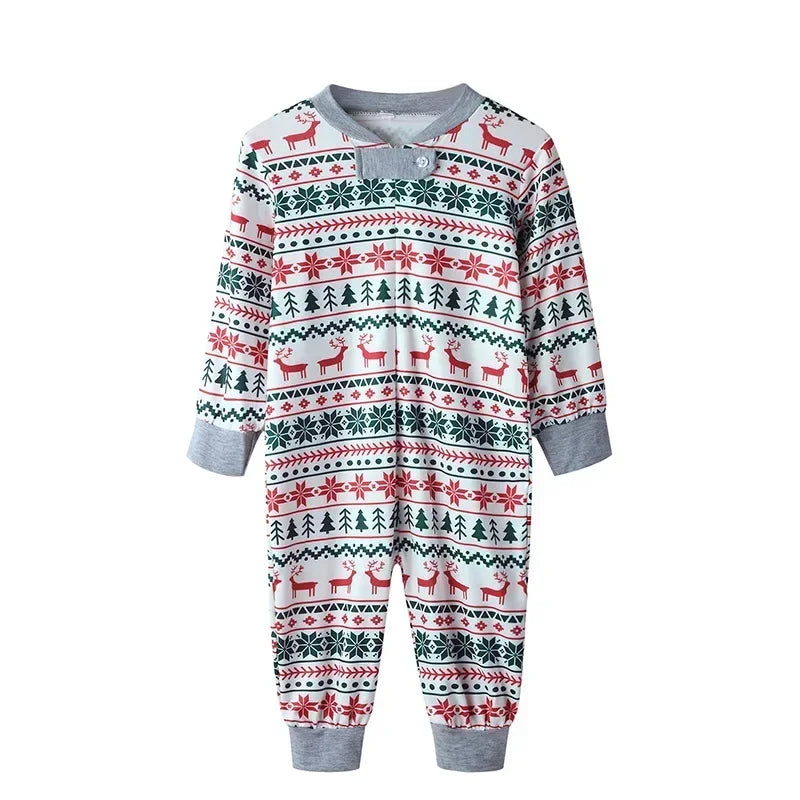 Family Christmas Pajamas Set Allover Print Sleepwear Full Sleeve O Neck 2 Pieces Suit Mom Dad Kids Matching Clothes Xmas Look