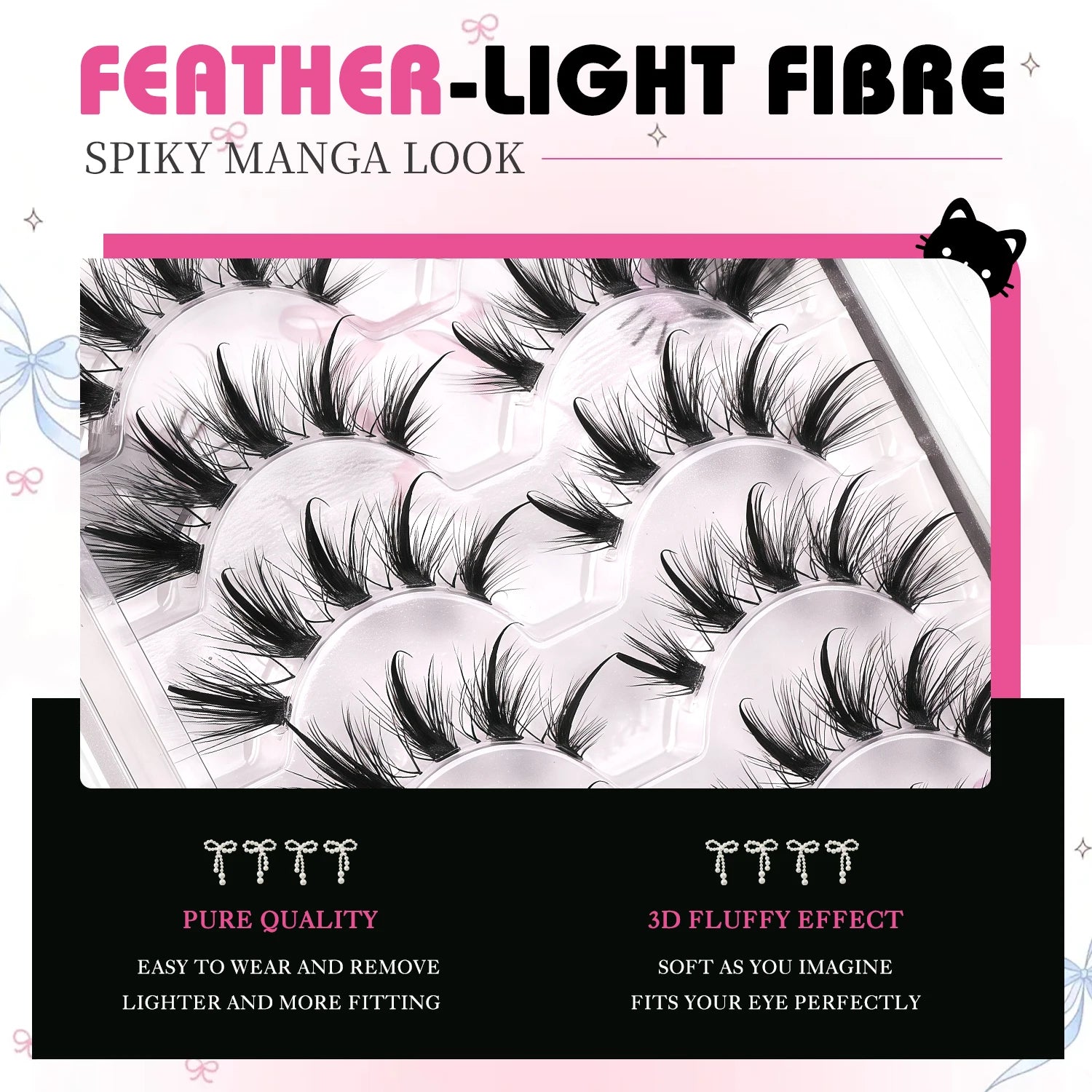 GROINNEYA Manga Lashes 3D Natural False Lashes Soft Cross Wispy Natural Eyelashes Cat Eye Lashes 3d Faux Mink Lashes