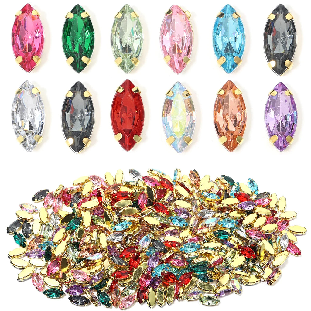 Horse Eye Flatback Reinestone Quality Sewing Crystal Flatback Rhinestones Sew On Stones Glass For Dresses Clothes DIY Jewelry
