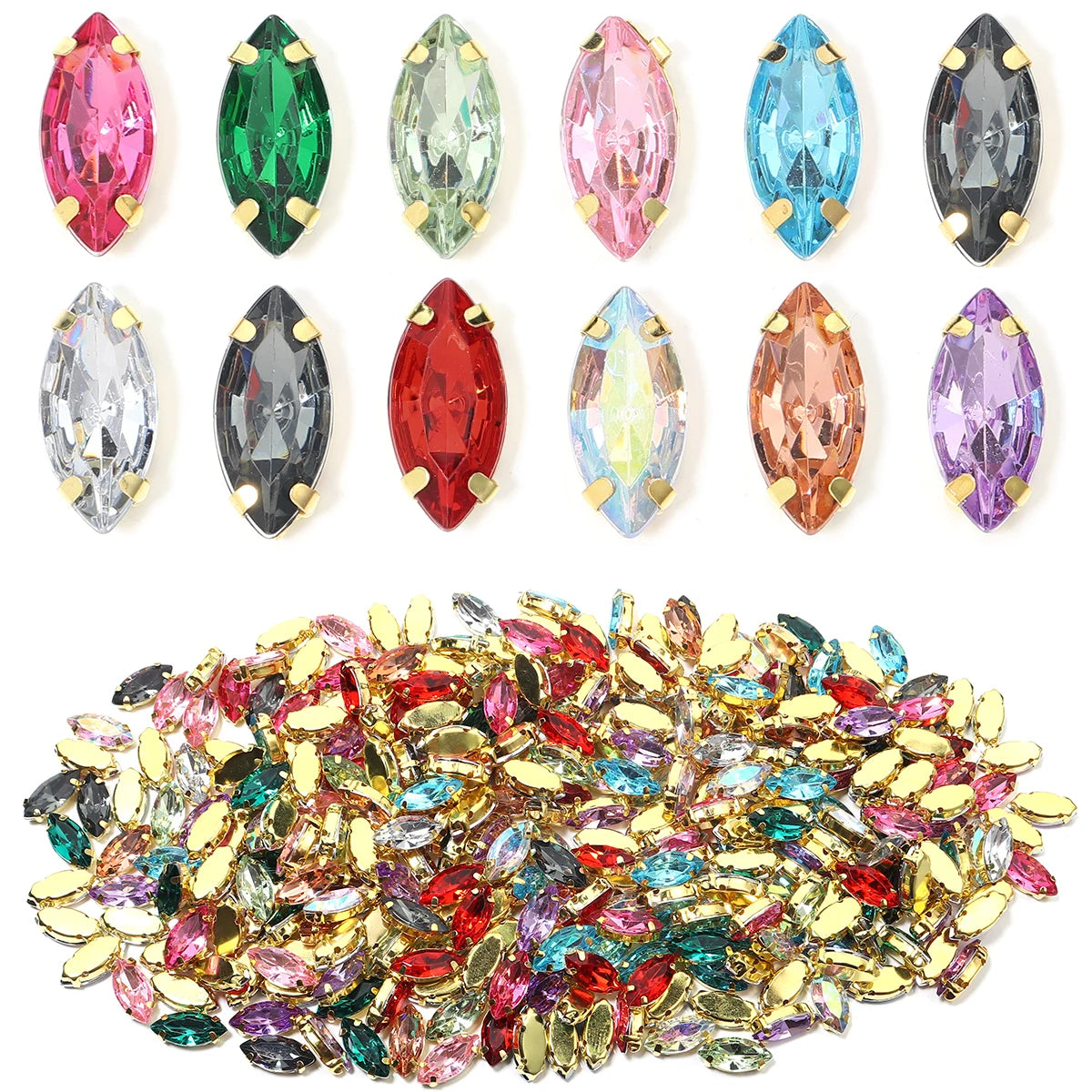 Horse Eye Flatback Reinestone Quality Sewing Crystal Flatback Rhinestones Sew On Stones Glass For Dresses Clothes DIY Jewelry