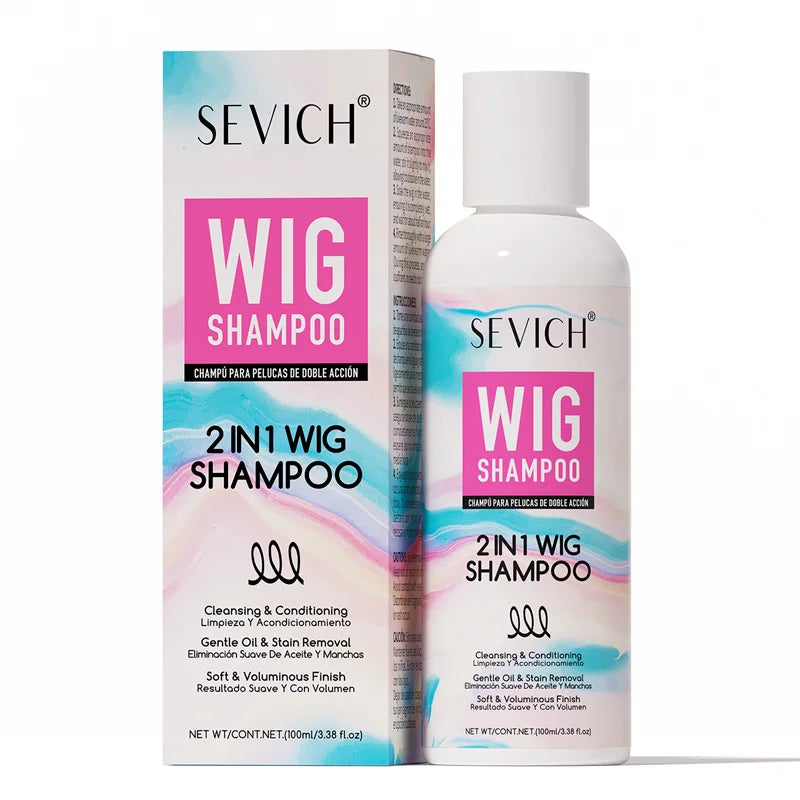 2 IN 1 Wig Shampoo For Synthetic Hair Soak & Rinse Deep Cleansing Revitalizes, Moisturizes Anti-Frizz Softening Wig Care Product