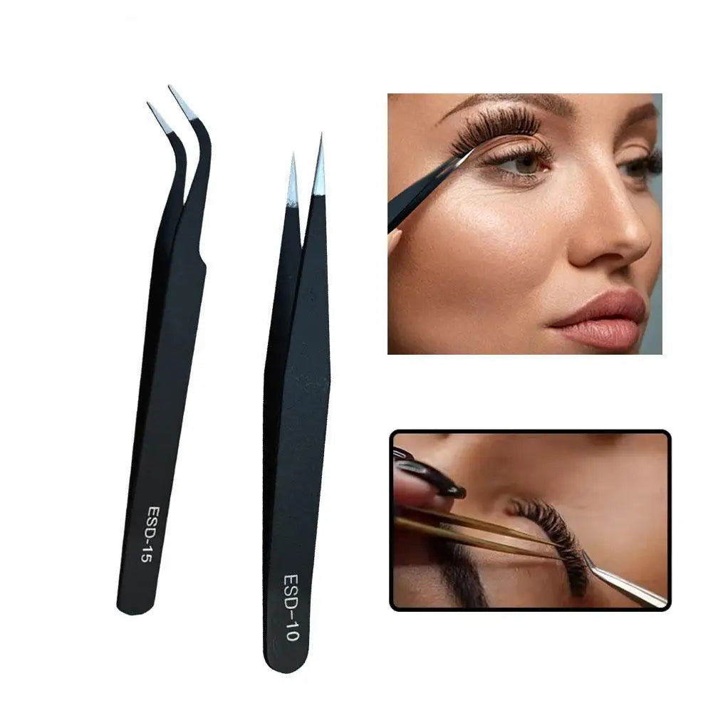 1/2pcs Eyelash Extension Tweezers Makeup Stainless Steel Eyelash 3D Accurate Clip