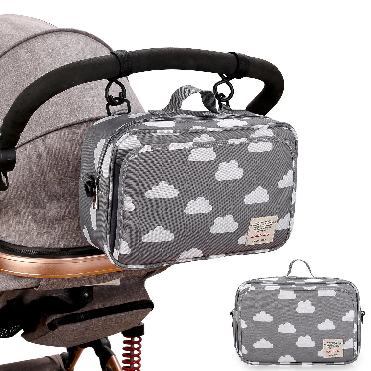 Baby Stroller Bag Waterproof Portable Outing Travel Mummy Bag Multifunction Diaper Bottle Storage Hanging Bag Pram Organizer