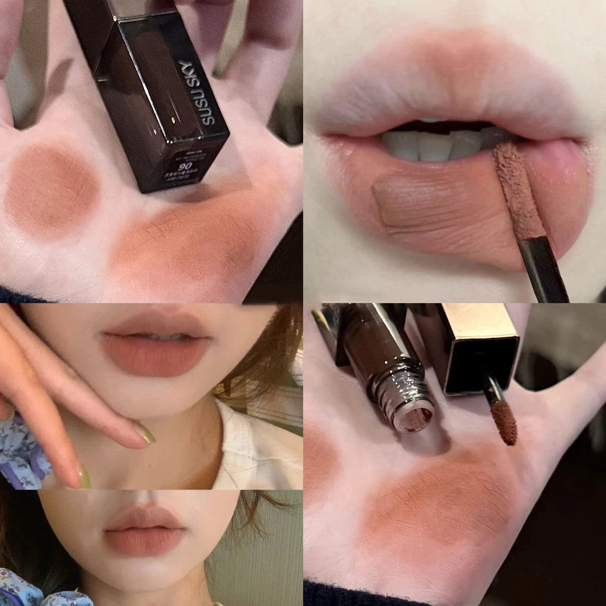Waterproof Punk Gothic Matte Black Lipstick Purple Lipgloss Makeup Mousse Lip Mud Dark Red Brown Lipstick Non-stick Cup Lip Tint