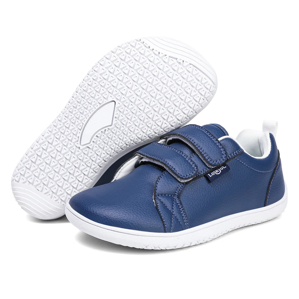 Kids Barefoot Shoes Boys Girls Wide Toe Minimalist Fashion Sneakers Lightweight Hook Loop Artificial Leather Walking Flats