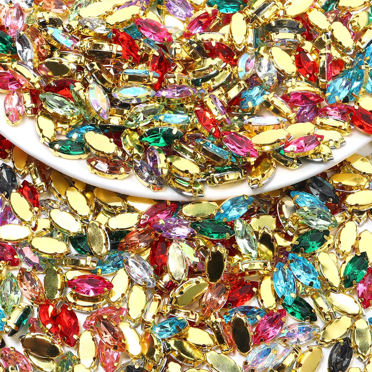 Horse Eye Flatback Reinestone Quality Sewing Crystal Flatback Rhinestones Sew On Stones Glass For Dresses Clothes DIY Jewelry