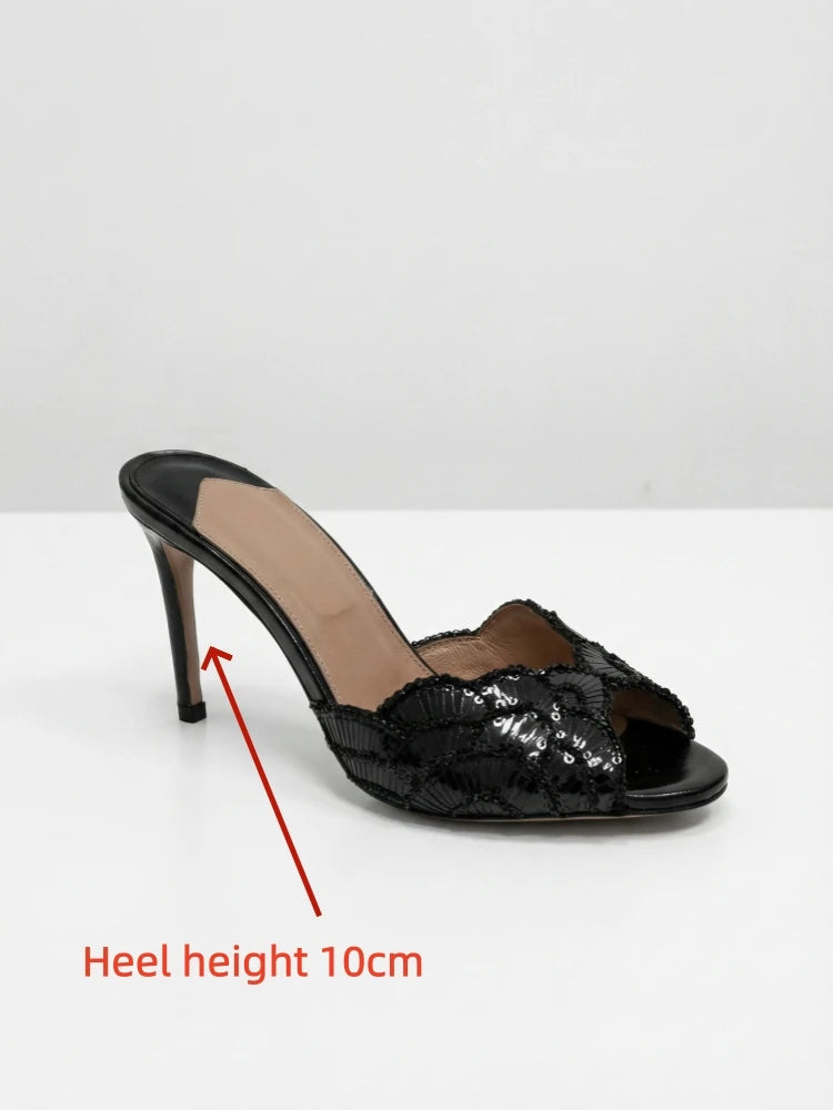 Ladies' Stunning Andsexy Slimhigh-heeled Temperament,ladies' Wedding Sandals,high-quality European AndAmerican Outerwearslippers